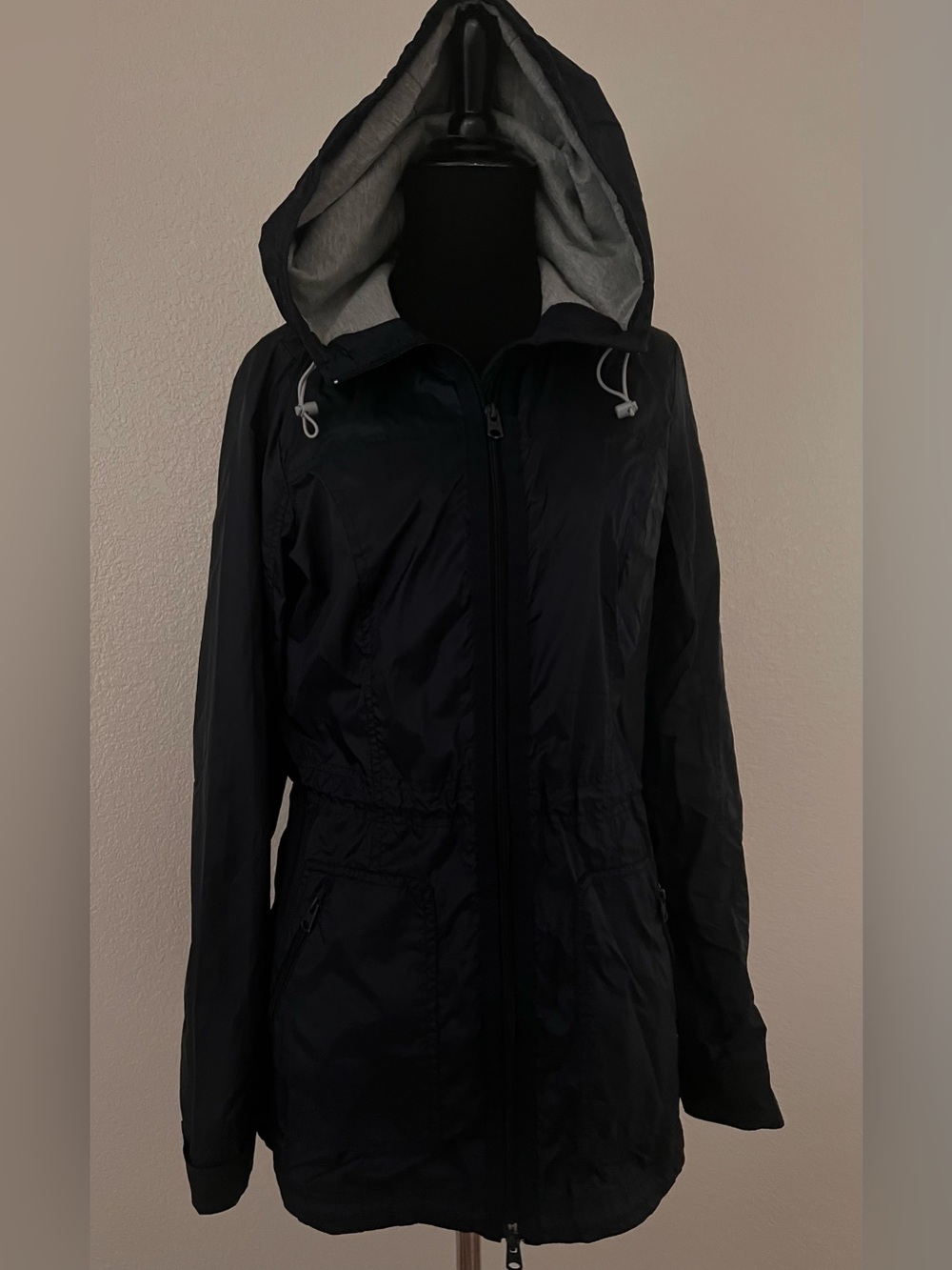 Abercrombie & Fitch Navy Hooded Utility Jacket with Gray Lining
